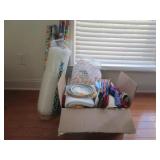 BOX LOT - FABRIC, WRAPPING PAPER, & MORE