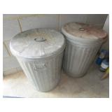 GALVANIZED TRASH CAN PAIR