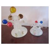 ART GLASS FIGURINES MOUSE & ELEPHANT WITH BALOONS
