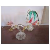 ART GLASS LOVE BIRDS AND TREE WITH MONKEYS