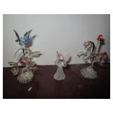 ART GLASS HUMMINGBIRD, ANGEL, & CARNIVAL HORSE