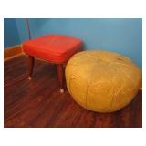 PAIR OF FOOT STOOLS 1 IS LEATHER