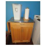 STAINLESS STEEL ROLLING ISLAND WITH TRASH CAN