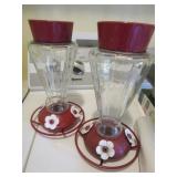2 HUMMING BIRD GLASS FEEDERS
