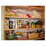 3 SHELVES FULL OF LINES, CLEANERS, & MORE