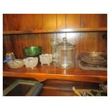 SHELF LOT - INSULATORS, GREEN GLASS, & MORE