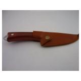 NEW WOODEN HANDLE POCKET KNIFE WITH SHEATH