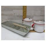 Enamel cups and ice tray