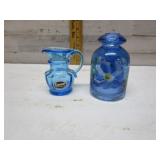 ITALIAN GLASS PAINTED JAR & KANAWHA PITCHER