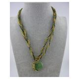 VINTAGE STYLE GREEN PEACOCK PENDANT NECKLACE