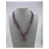 VINTAGE STYLE PURPLE PEACOCK NECKLACE