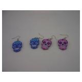 2 NEW PAIRS OF MEXICAN SUGAR SKULL DAY OF THE