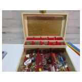 JEWELRY BOX WITH WHEAT PENNIES & EARRINGS - BOX