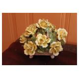 VINTAGE ITALIAN CAPODIAMONTE STYLE YELLOW ROSE