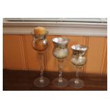 TRO OF MERCURY GLASS CANDLE STICKS