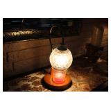 DECORATIVE LAMP WITH GLASS GLOBE & CANDLE