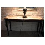48" X 16" X 28" SOFA ENTRY TABLE & RUNNER - LAMP