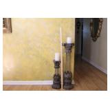 2 CANDLE STANDS WITH BATTERY OPERATED CANDLES
