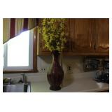 LARGE METAL VASE WITH FLOWERS