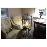 41" TALL CORNER WROUGHT IRON SHELF WITH DECOR