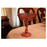 VINTAGE FENTON COLONIAL PINK PEDESTAL COMPOTE