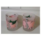 NEIMAN MARCUS PINK CHRISTMAS ELEPHANT TUMBLERS