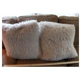 WHITE SHAG DECORATIVE PILLOWS