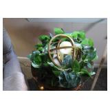 WREATH, METAL DECOR, REMOTE CONTROLLED CANDLE