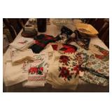 BOX LOT OF CHRISTMAS LINENS