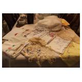 BOX LOT OF HANDWORKED LINENS