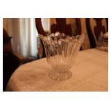 CRYSTAL PEDASTAL BOWL WITH SCALLOPED DESIGN