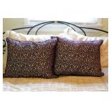 2 PURPLE VELVET DECORATIVE PILLOWS