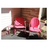 VINTAGE RED CHAIRS & SIDE TABLE
