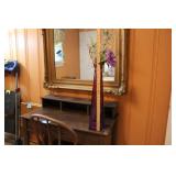 LARGE PURPLE GLASS VASE WITH FLORALS