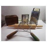 RECIPE BOX, UTENSILS, & ROLLING PIN