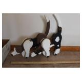 PAIR OF WOODEN PUPPIES - TAILS ARE LOOSE