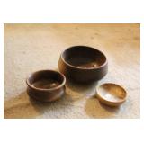 TRIO OF HAND TURNED WOODEN BOWLS