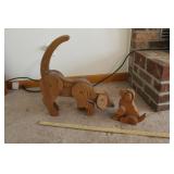 PAIR OF HANDMADE WOODEN PUPPIES