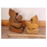 PAIR OF HANDMADE WOODEN BEARS