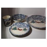 16 PIECE SET OF CHRISTMAS CHINA SNOW CABIN