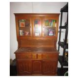 MOOSEHEAD, 2 PICTURES, & HUTCH WITH CONTENTS