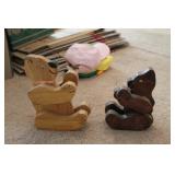 PAIR OF HANDMADE WOODEN BEARS