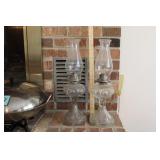 PAIR OF OIL LAMPS - 1 GLOWS