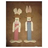 2 WOODEN EASTER BUNNIES
