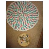 WOODEN BOWL WITH CONTENS & QUILTED PLACE MAT