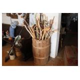 WOODEN BARREL FULL OF CANES