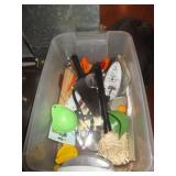 POT WITH BOX OF KITCHEN SUPPLIES