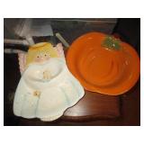 ANGEL SERVING TRAY WITH PUMPKIN BOWL