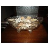 CRYSTAL BOWL WITH SCALLOPED EDGE FILLED WITH
