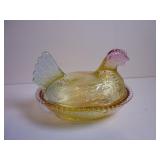 GLASS HEN ON A NEST CANDY DISH